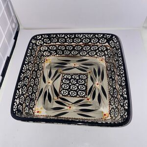 Temp-tations Old World Black 8" Square Handled Serving Tray Platter Plate Black